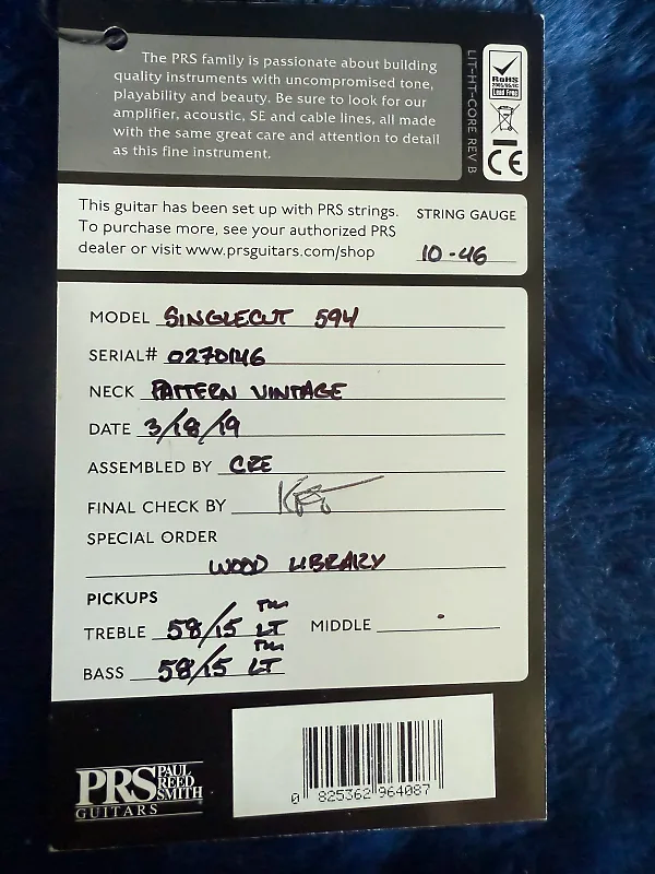 PRS McCarty 594SC Wood Library Artist Flame Top Brazilian Rosewood Fretboard